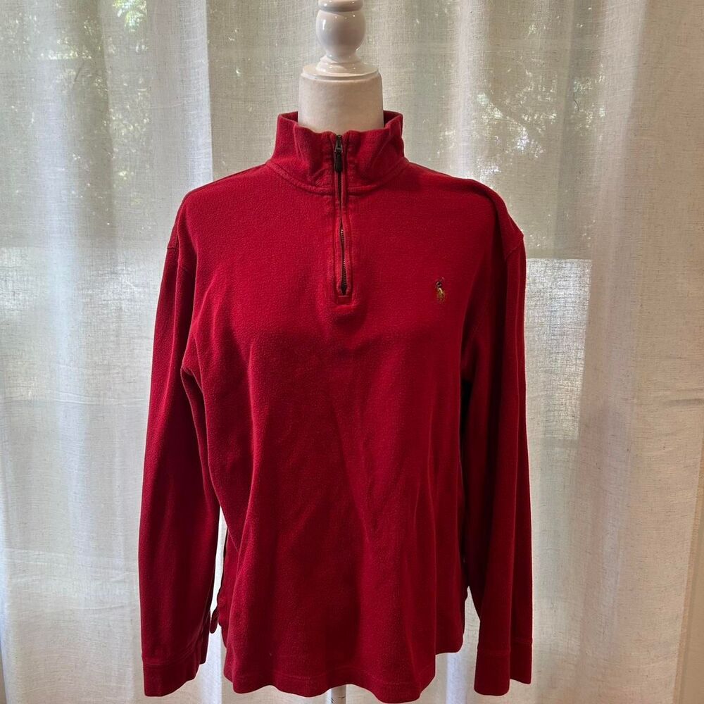 Polo Ralph Lauren Men's Estate Rib Quarter Zip Up Red Jacket Sweater